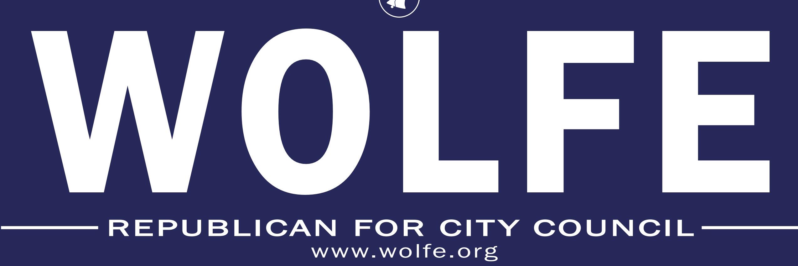 Wolfe for Council banner