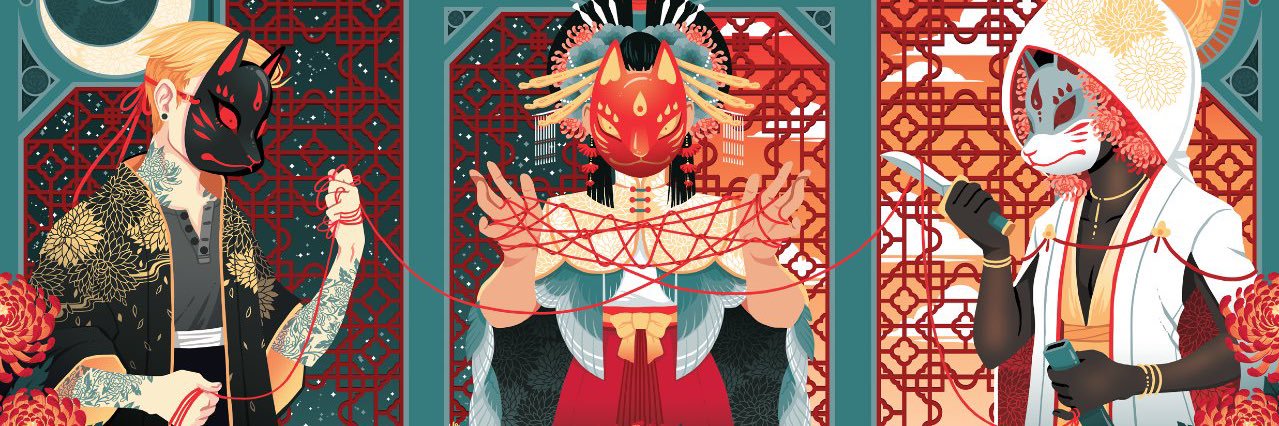 Yoshi Yoshitani working on an Oracle Deck banner