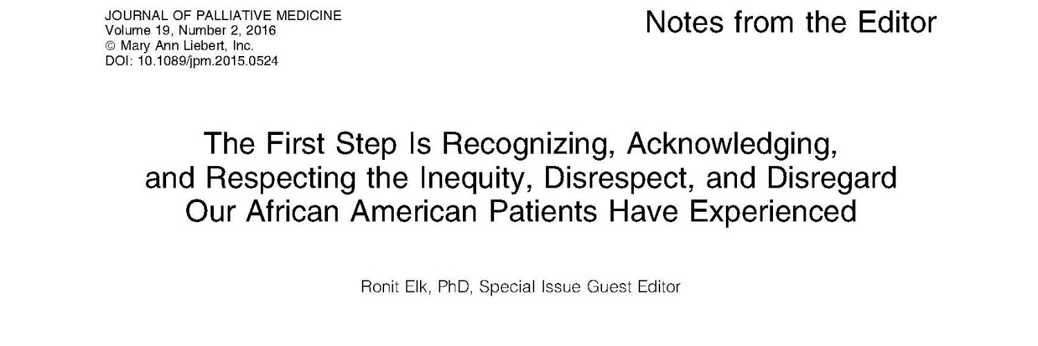 Ronit Elk, PhD, FAAHPM. @RoneetE banner