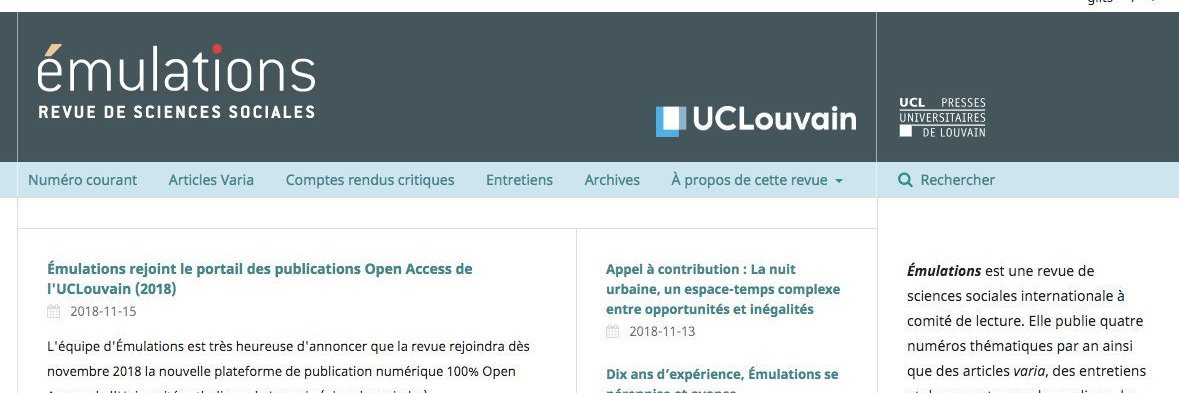 Revue Émulations banner