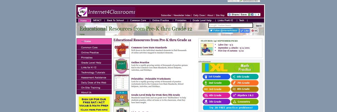 internet4classrooms banner