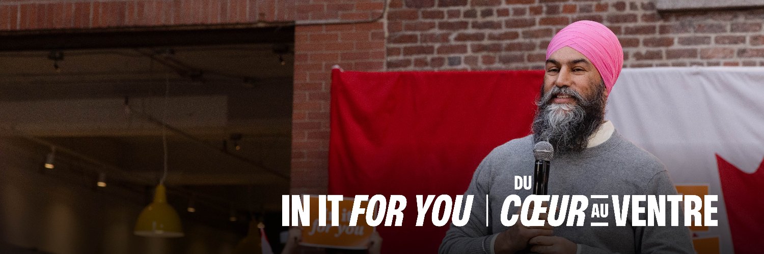 Jagmeet Singh's banner