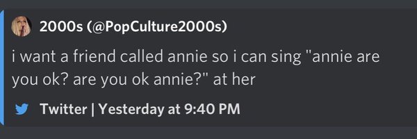 Are you okay, Annie? Profile Banner