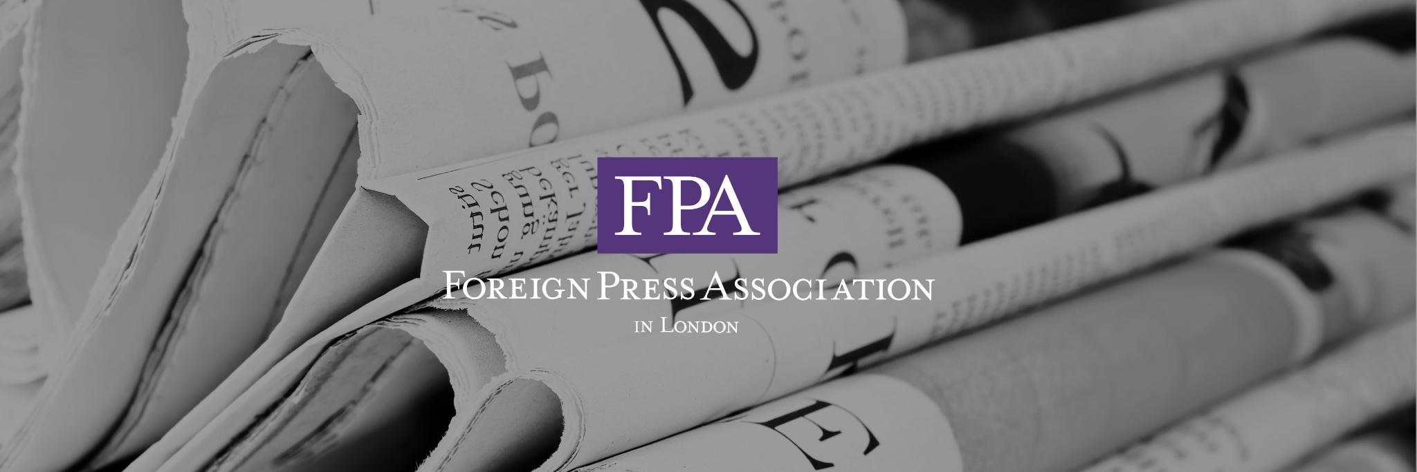 Foreign Press Association in London's banner