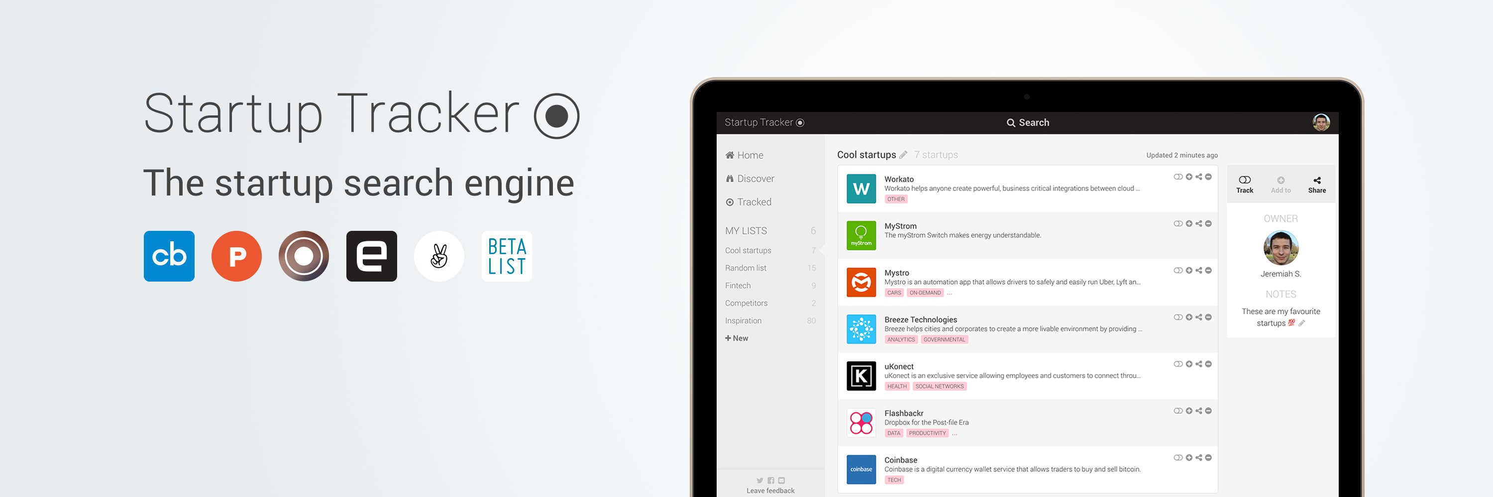 Startup Tracker banner