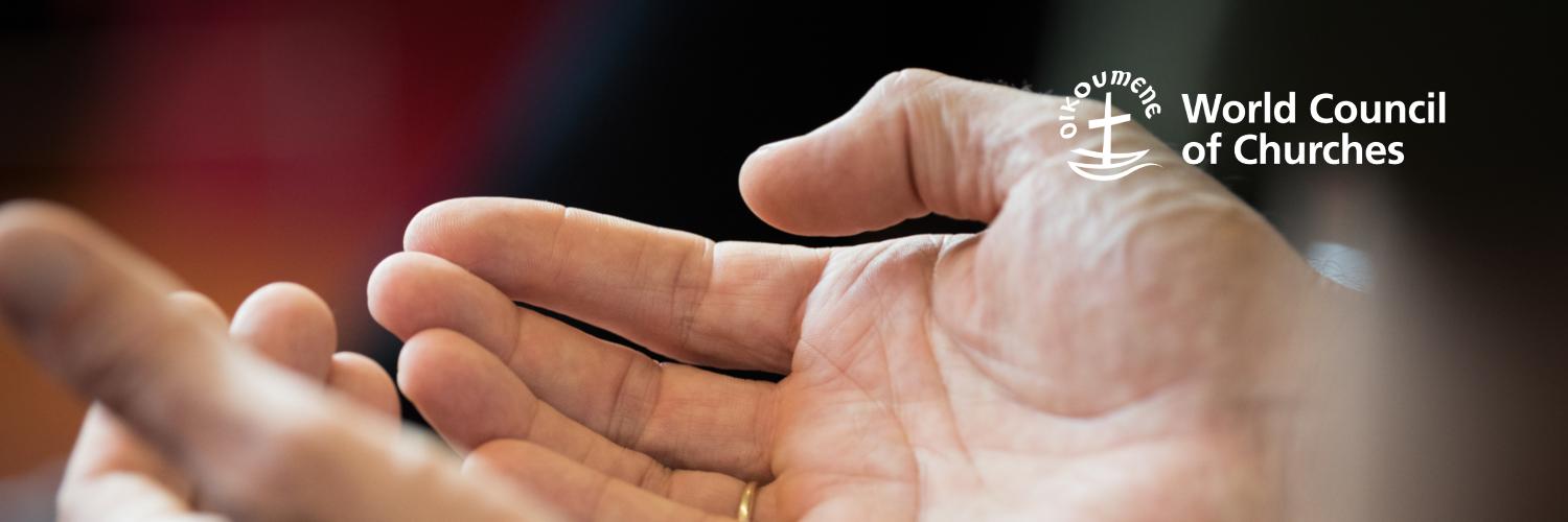 Prayers from the World Council of Churches (WCC) banner