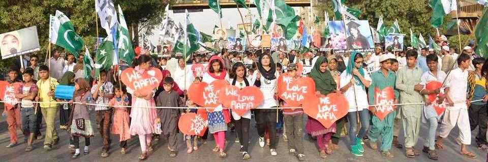M Ayub coordinator Aafia Movement, Pakistan banner