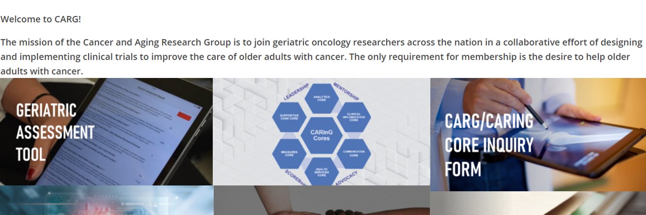 Cancer and Aging Research Group (CARG) #GeriOnc's banner
