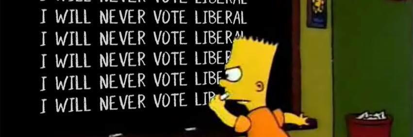Simpsons vs Liberals banner