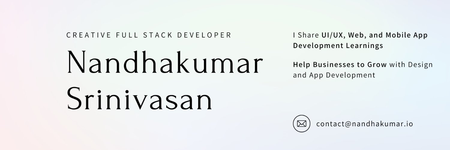 Nandhakumar • Freelancer • Developer • UI/UX banner