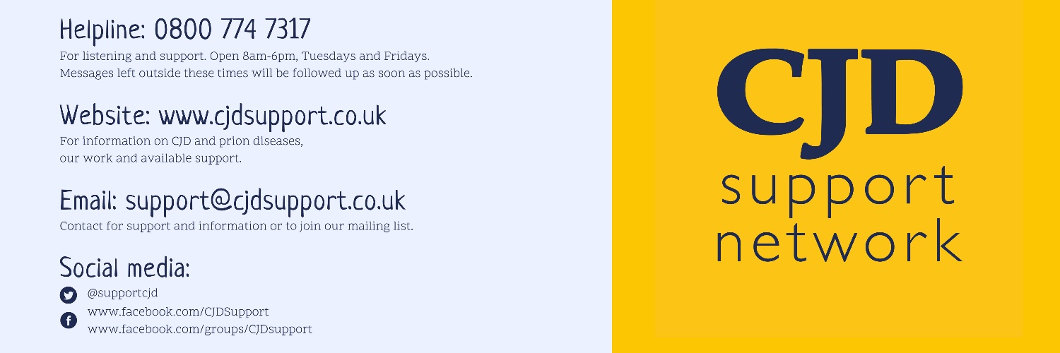 CJD Support Network UK's banner