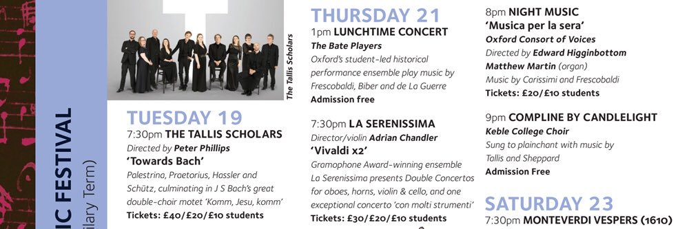 Keble Early Music Festival banner