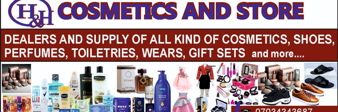 H & H Cosmetics and Store's banner