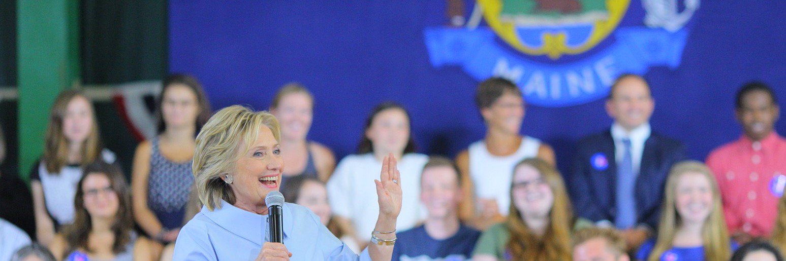 Hillary for Maine banner