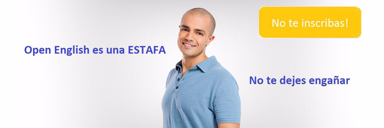 Open English Estafa banner