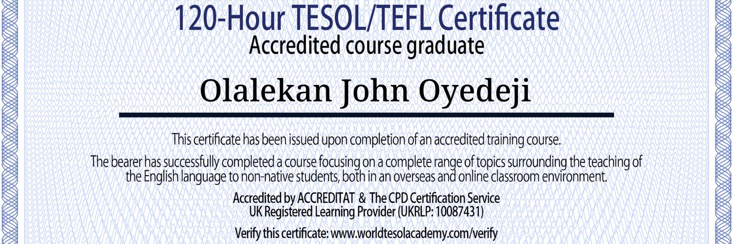 Ambassador Olalekan Oyedeji, M.Sc (in view), B.Ed banner