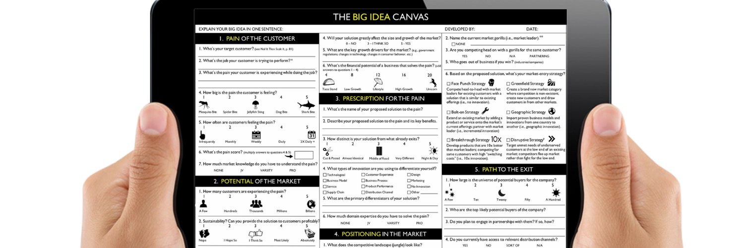 Big Idea Canvas - Step by Step Startup Worksheet banner