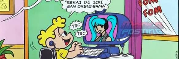 Blue hair and pronouns 🇧🇷 banner
