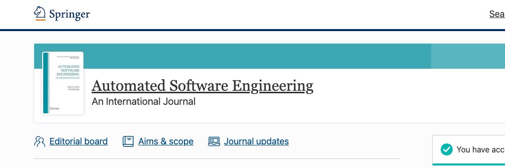 Automated Software Engineering Journal banner