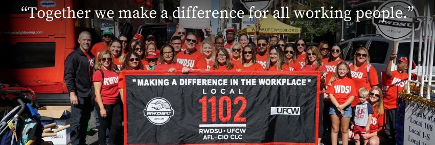 Local 1102 RWDSU/UFCW banner