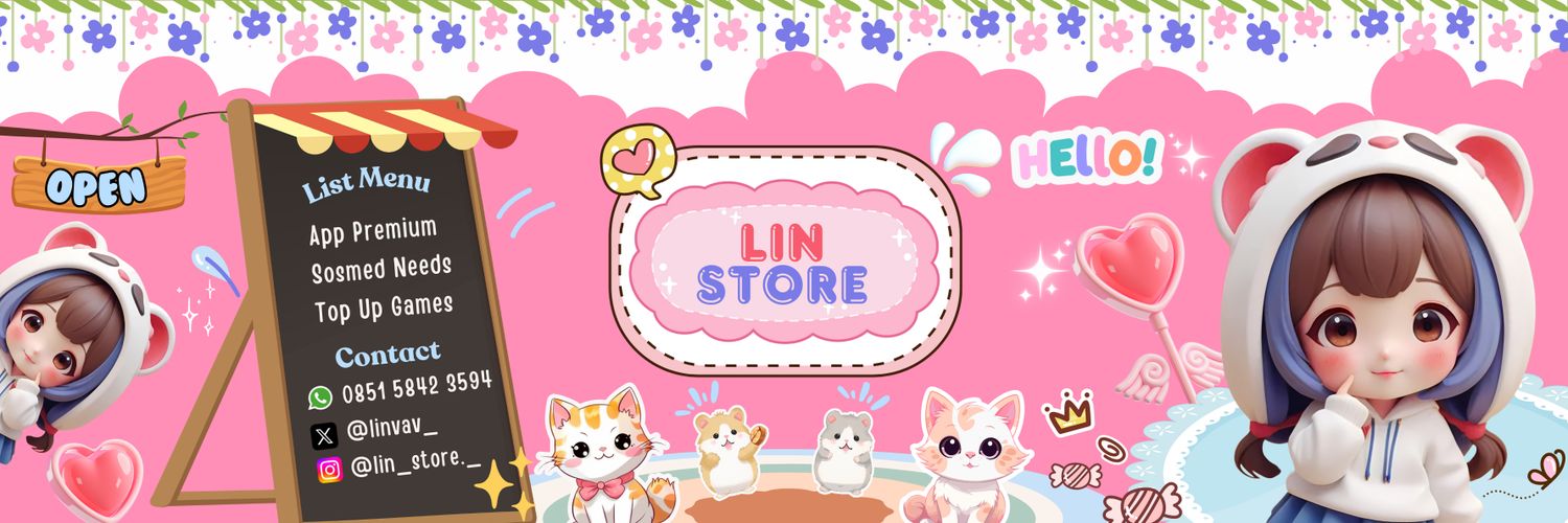 LIN STORE 𐙚🩷 App Prem| Sosmed Needs| TopUp Games banner