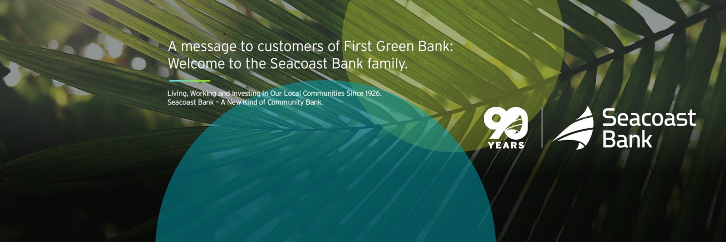 First GREEN Bank banner