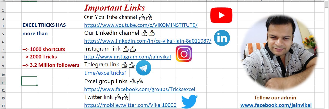 EXCEL TRICKS (VIKAL JAIN) banner