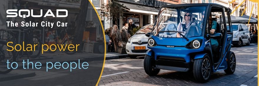 SQUAD | WORLD'S FIRST SOLAR CITY CAR banner