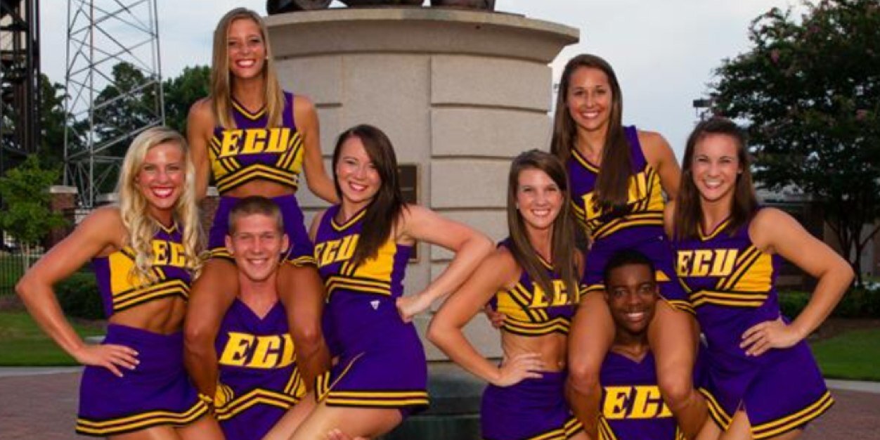 ECU cheerleading banner