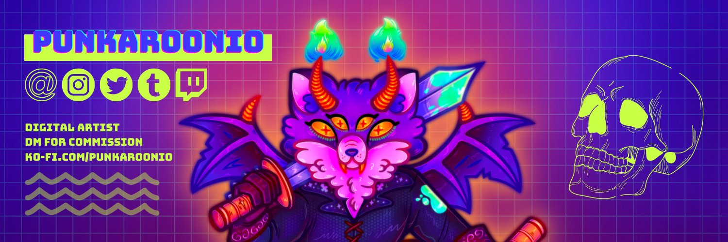 Punkaroonio@Cara 🖤💀🤍💜 banner