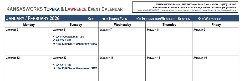 Topeka Workforce Center - KANSASWORKS banner