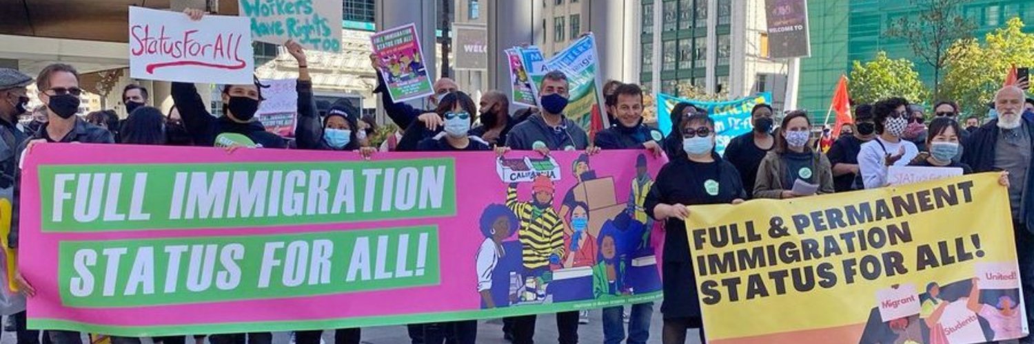Migrant Rights Network #StatusForAll banner