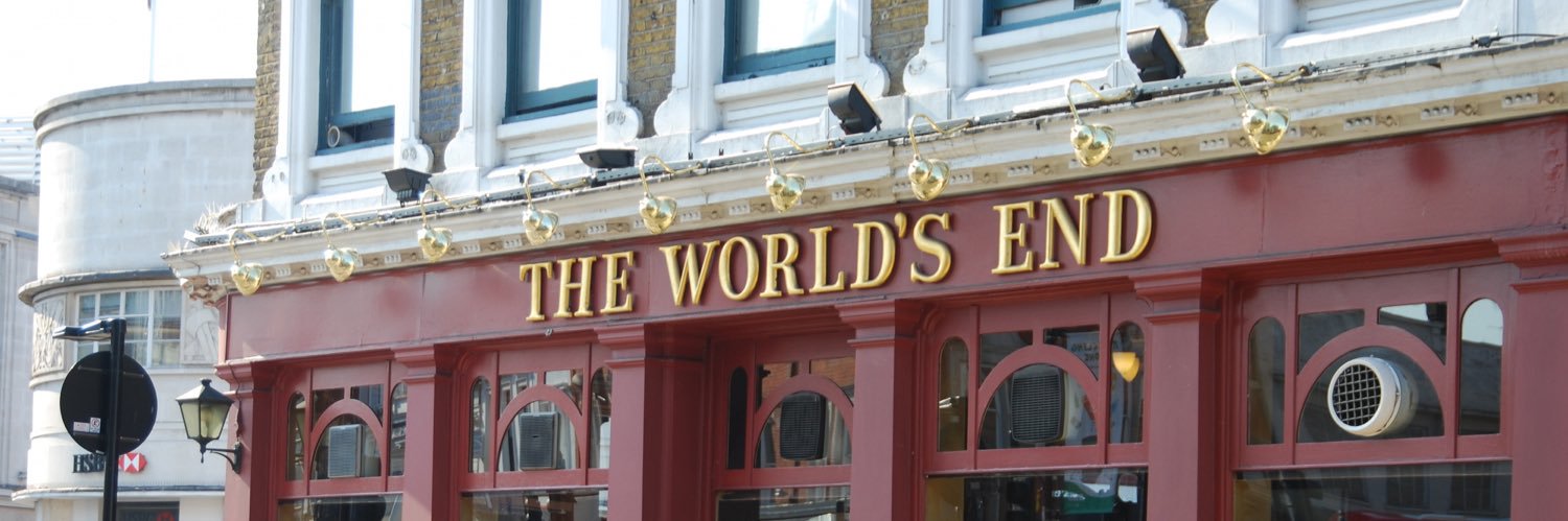 The World's End banner
