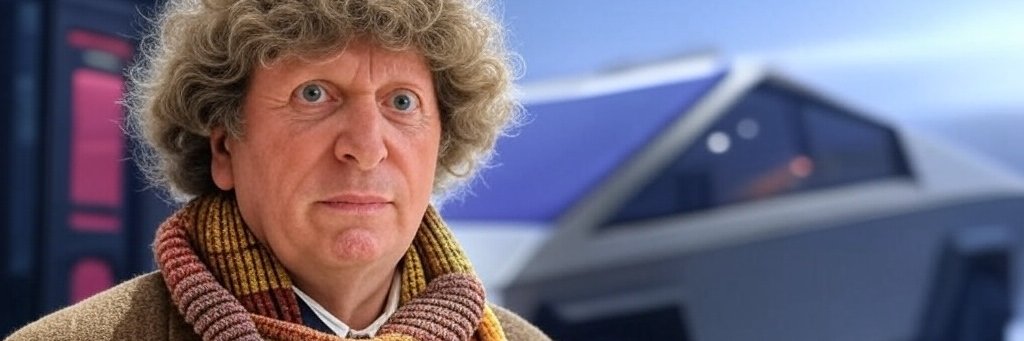 4th Doctor Who drives a Cyber truck? banner