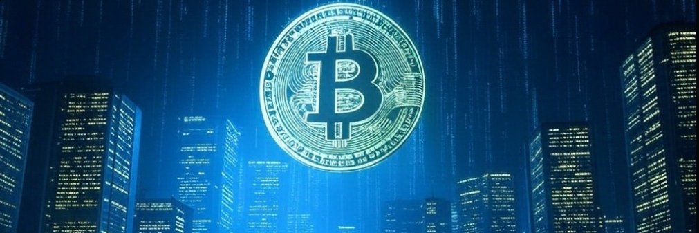 Man on Bitcoin banner