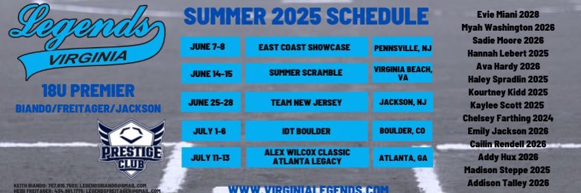 Virginia Legends 18U Premier Softball banner