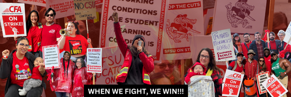 California Faculty Association's banner