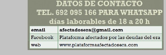 Asociación 'Plataforma Afectados del ERA' banner