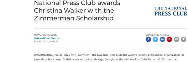 Christina Walker-2020 Journalism Scholarship Award Profile Banner
