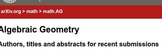 math.AG Algebraic Geometry daily arXiv submissions banner