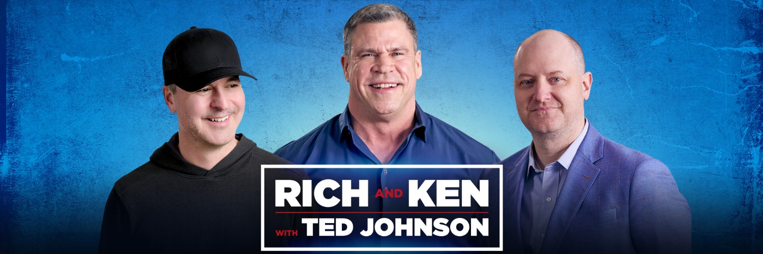 Rich and Ken with Ted Johnson banner