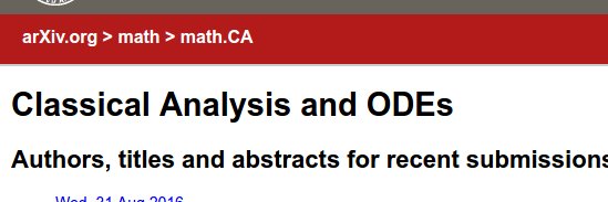 math.CA Classical Analysis & ODEs arXiv summaries banner