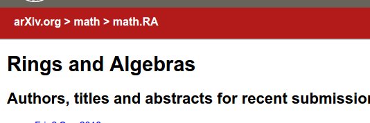 math.RA Rings and Algebras arXiv submissions banner