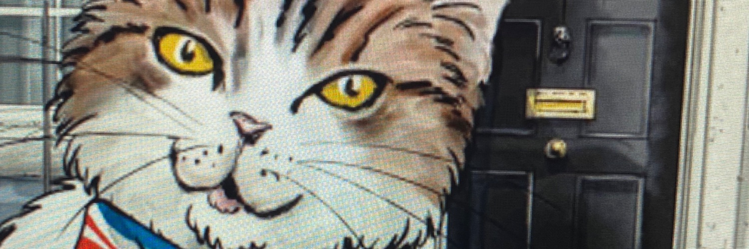 Elizabeth Radcliffe and Boots the Cat's banner