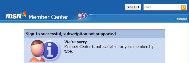 MSN Member Center banner