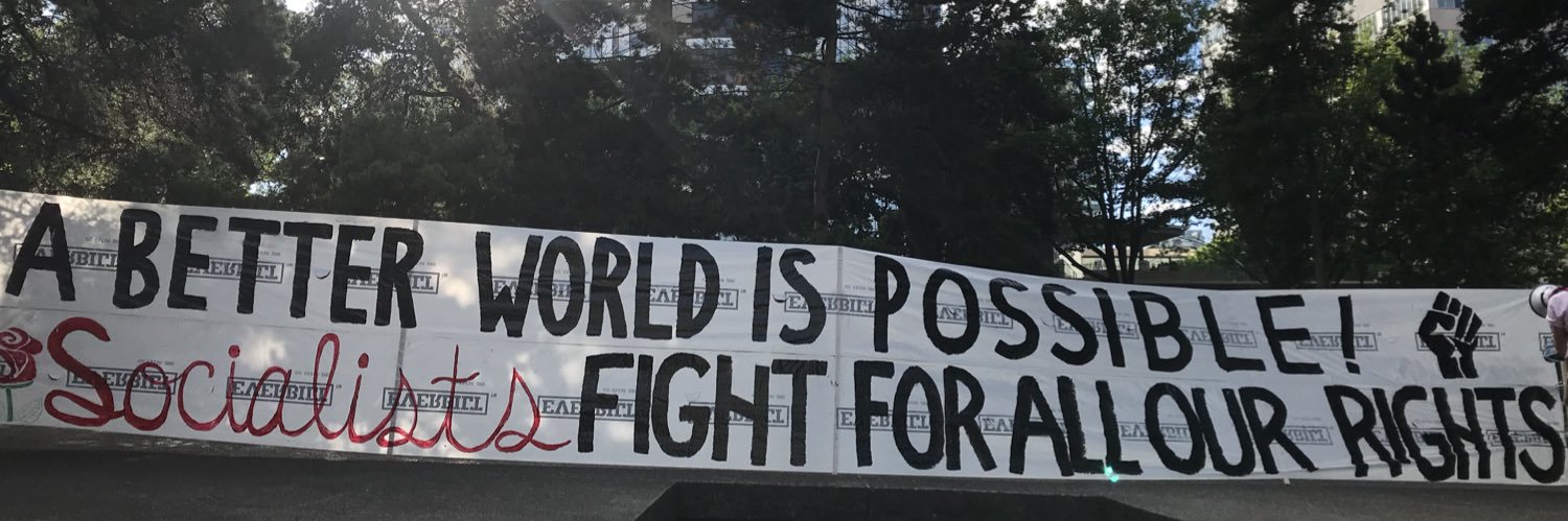 Portland DSA's banner