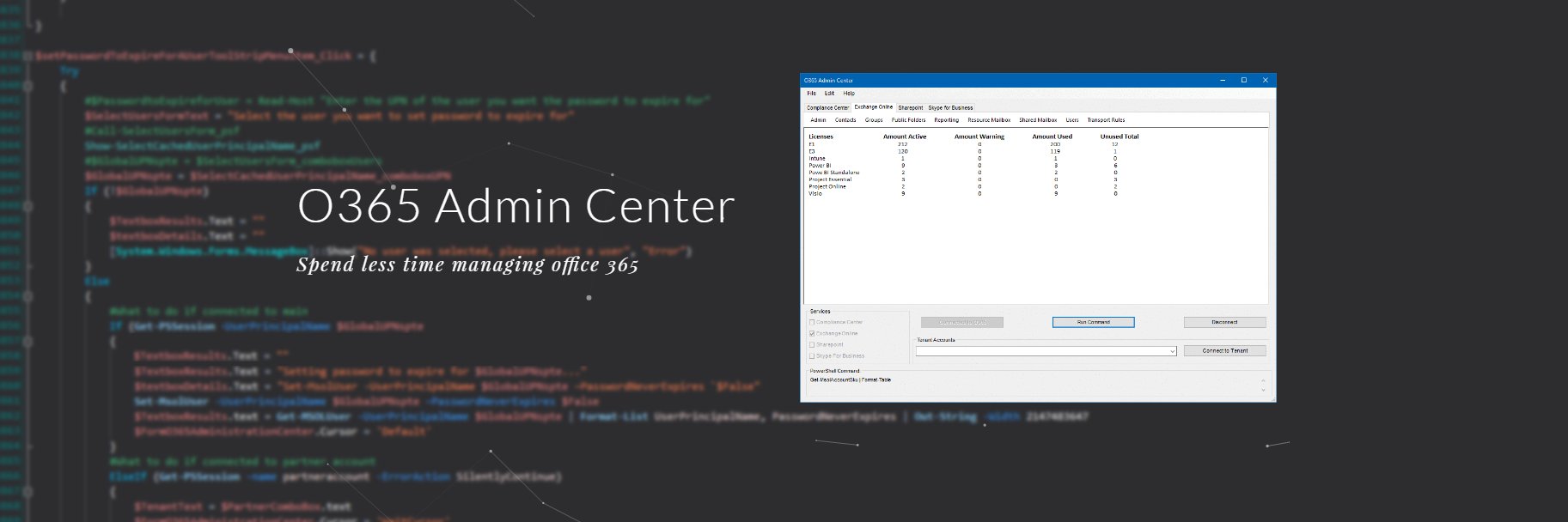 O365 Admin Center banner