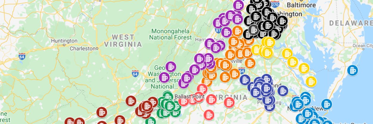 Virginia Brew Map banner