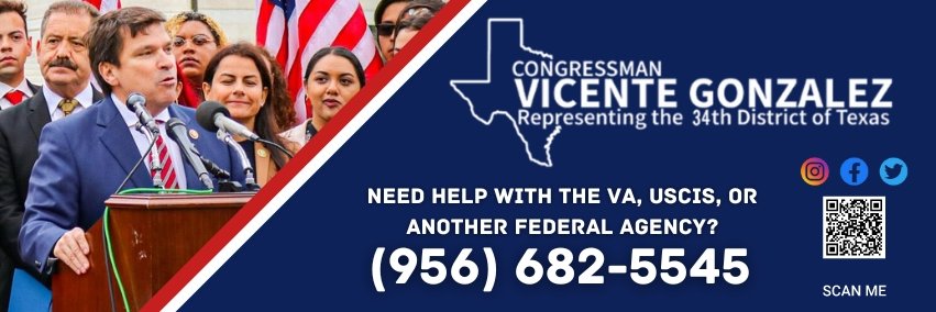 Rep. Vicente Gonzalez's banner