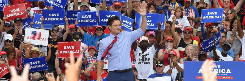 Former Congressman Matt Gaetz's banner